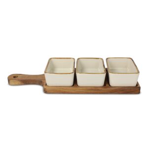 InSideOut houten serveerplank met 3 keramische schaaltjes